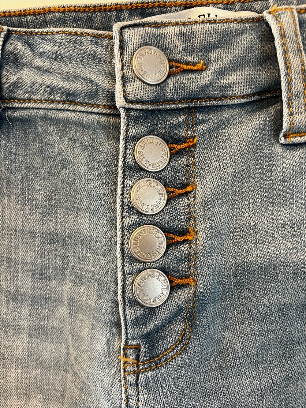 Judy Blue Light Blue Distressed High-Rise Jean Shorts, Size S - Picture 3 of 15